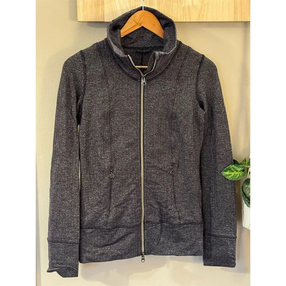Lululemon Women's Gray Herringbone Full Zip Jacket Size 6 Casual - Picture 1 of 6
